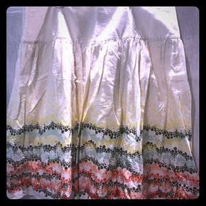 J.Jill 16 Cotton Skirt Cream w/ Multi Color Dots